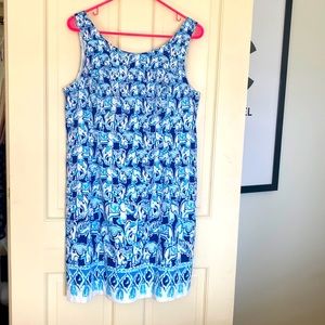 Lilly Pulitzer, size 10, elephant print, sleeveless dress with gold zipper